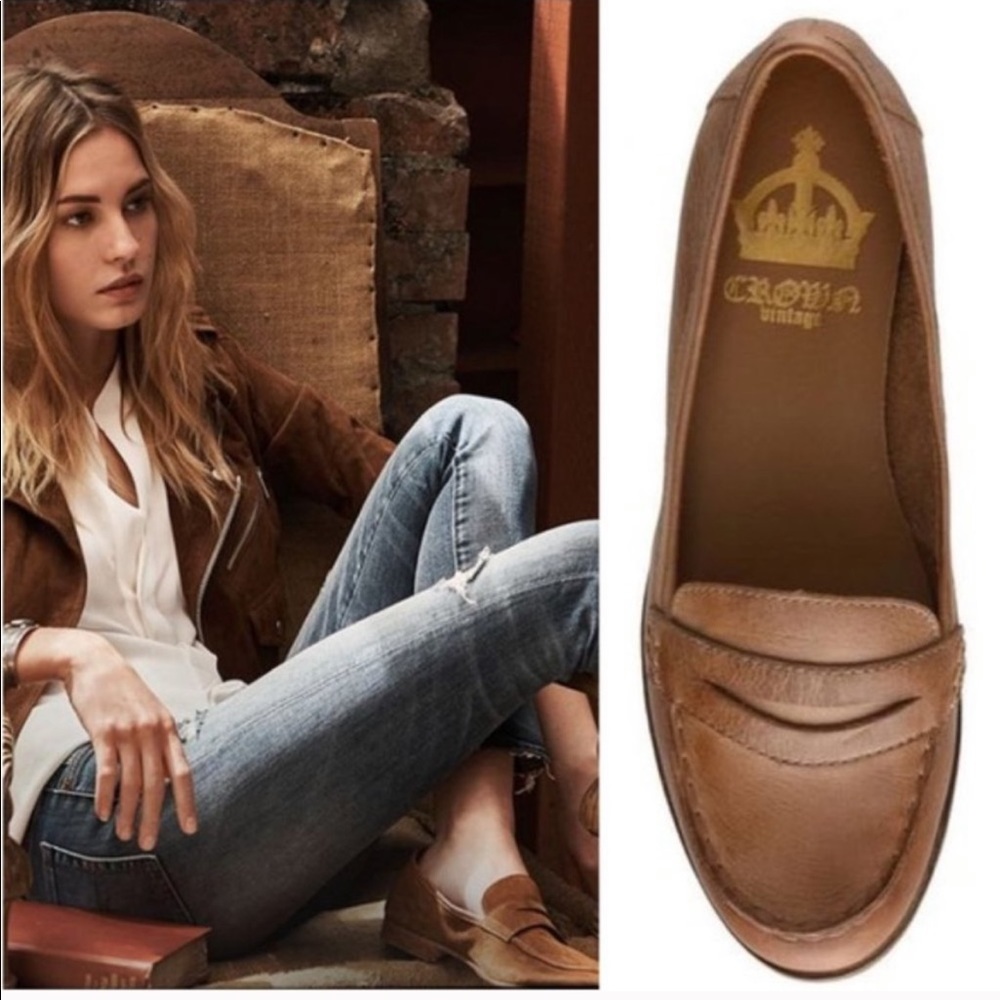 Crown Vintage Tan Genuine Leather Loafer Slip On